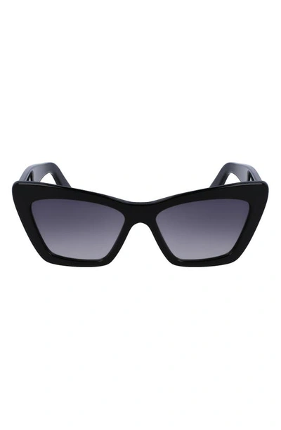 Ferragamo 55mm Gradient Rectangular Sunglasses In Black