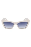 Ferragamo 55mm Gradient Rectangular Sunglasses In Ivory