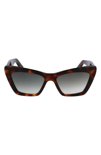 Ferragamo 55mm Gradient Rectangular Sunglasses In Tortoise