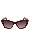 Ferragamo 55mm Gradient Rectangular Sunglasses In Bordeaux