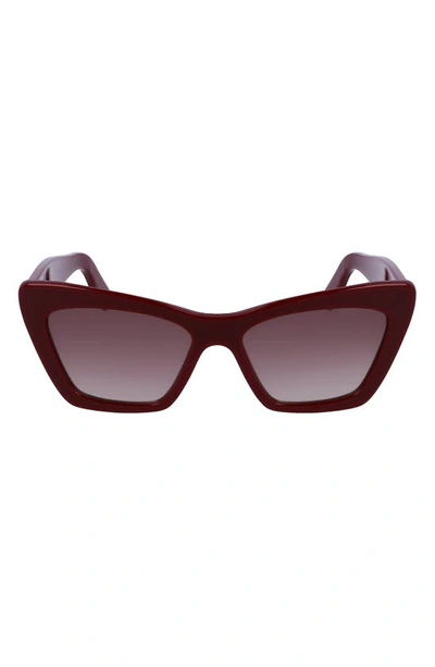 Ferragamo 55mm Gradient Rectangular Sunglasses In Bordeaux