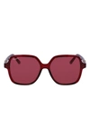 Ferragamo 57mm Gradient Rectangular Sunglasses In Transparent Burgundy