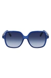 Ferragamo 57mm Gradient Rectangular Sunglasses In Opaline Blue