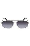 Ferragamo 60mm Navigator Sunglasses In Dark Ruthenium White
