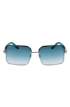 Ferragamo 60mm Gradient Rectangular Sunglasses In Silver/ Petrol