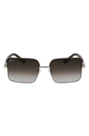 Ferragamo 60mm Gradient Rectangular Sunglasses In Gold/ Brown