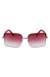 Ferragamo 60mm Gradient Rectangular Sunglasses In Silver/ Burgundy