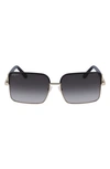 Ferragamo 60mm Gradient Rectangular Sunglasses In Gold/ Black