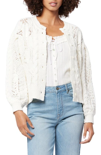 Joie Aurelia Pointelle Cardigan Sweater In White