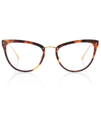 Linda Farrow Tortoiseshell Cat-eye Glasses In Brown