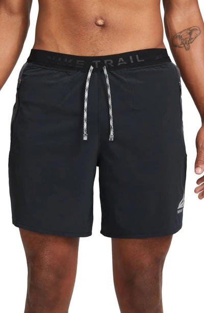 Nike Men's Trail Second Sunrise Dri-fit 7" Brief-lined Running Shorts In Black