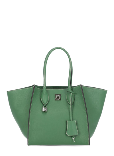 Ermanno Scervino Leather Maggie Shopping Bag In Juniper