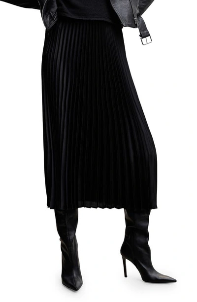 Mango Pleated Midi Skirt Black