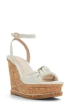 Aldo Barykin Womens Faux Leather Ankle Strap Wedge Sandals In White