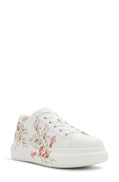 Aldo Women's Peono Floral Lace-up Platform Trainers In White Floral Print Multi