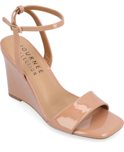 Journee Collection Women's Konna Ankle Strap Wedge Sandals In Brown