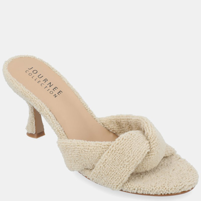 Journee Collection Women's Mannon Terry Cloth Sandals In Beige
