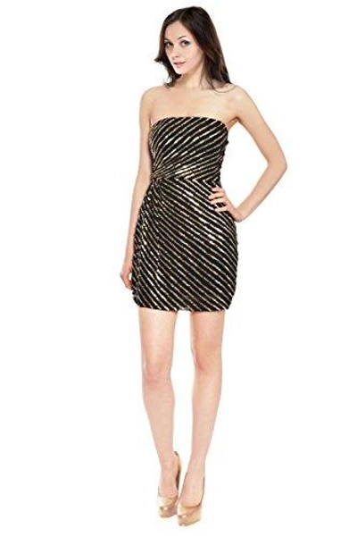 Theory Dazzling Sequin Black Silk Strapless Party Evening Cocktail Dress' In Black, Silver