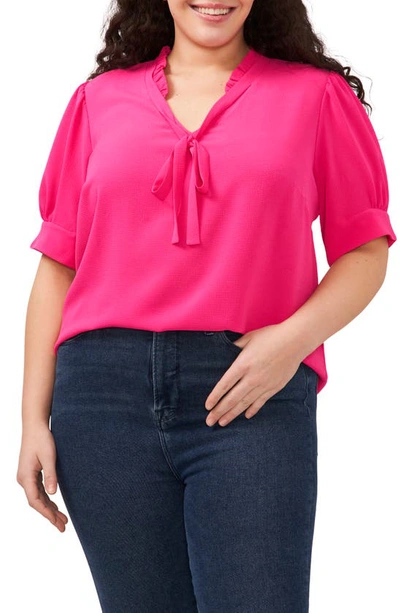 Cece Ruffled Tie-neck Top In Freeisa Pink