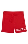 Dolce & Gabbana Kids' Logo Printed Cotton Jersey Sweat Shorts In Red