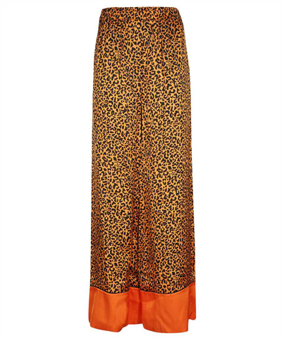 Karl Lagerfeld Kl Leopard-print Wide-leg Trousers In Orange