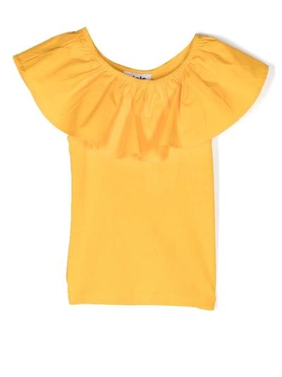 Molo Kids' Reca Ruffled T-shirt In Yellow