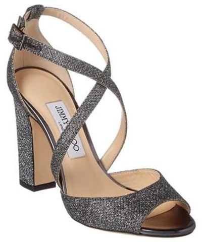 Jimmy Choo Carrie 100 Lame Glitter Fabric Peep In Metallic