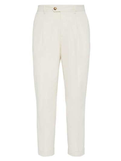 Brunello Cucinelli Leisure Fit Trousers With Pleats In Panama