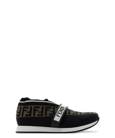 Fendi Kids' Sneakers With Logo In Black/ Brown