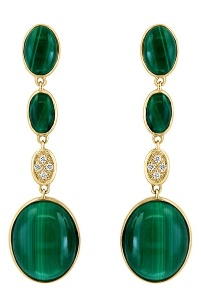 Effy 14k Yellow Gold Malachite & Diamond Drop Earrings In Green