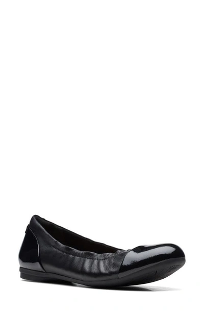 Clarks Rena Jazz Flat In Black Leather