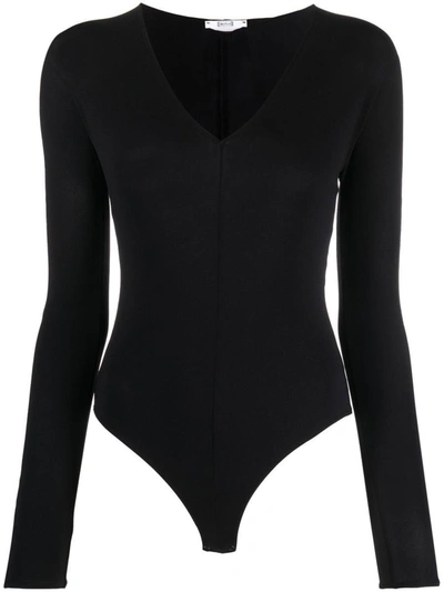 Wolford V-neck Bodysuit In Black