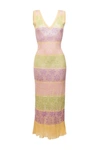 Andreeva Rainbow Maxi Knit Dress In Yellow