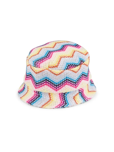 Missoni Girls Yellow Cotton Knit Zigzag Hat In Neutral