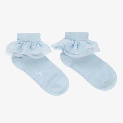 A Dee Babies' Girls Blue Knitted Frilly Socks