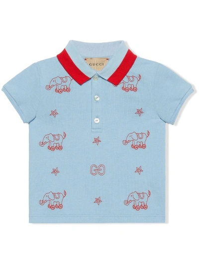 Gucci Babies' Boys Blue Gg Elephant Polo Shirt