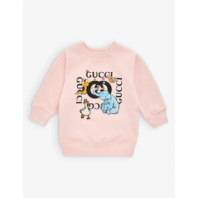 Gucci Babies' Animal Logo Cotton-jersey Sweatshirt 3-36 Months In Pink