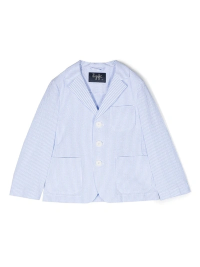 Il Gufo Kids' Boys Blue Striped Cotton Seersucker Blazer