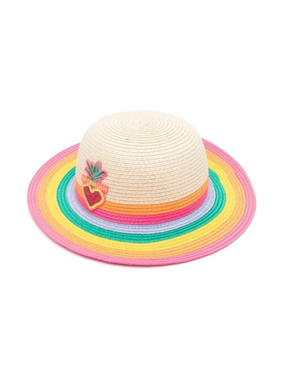 Billieblush Kids' Multicoloured Straw Hat In Beige