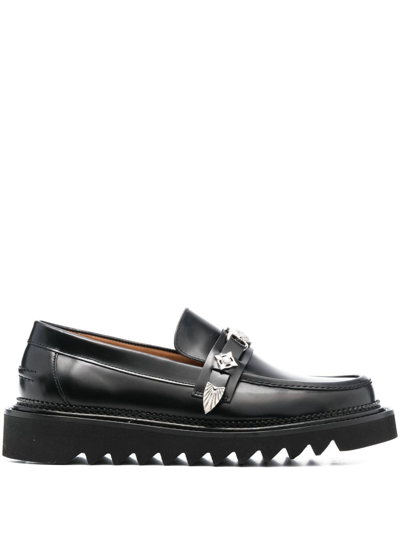 Toga Virilis Chunky Leather Loafers In Aj1253 - Black Polido