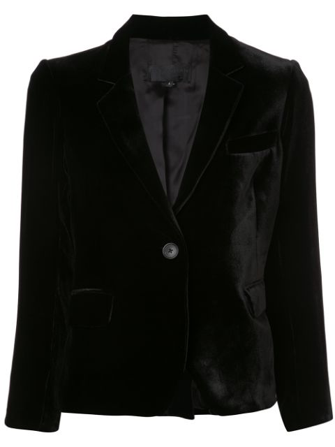 Nili Lotan Cropped Sleeves Velvet Blazer In Black | ModeSens