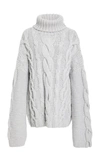 Marina Moscone Exploded Cable Knit Pullover In Grey