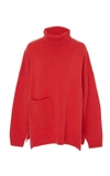 Tibi Cashmere Patch Pocket Sweater In Red