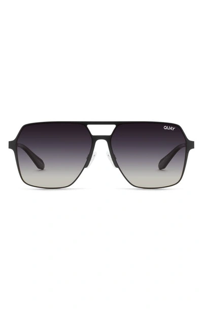 Quay Backstage Pass 52mm Aviator Sunglasses In Black,fade Polarized