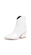Tibi Dylan Patent-leather Ankle Boots In White