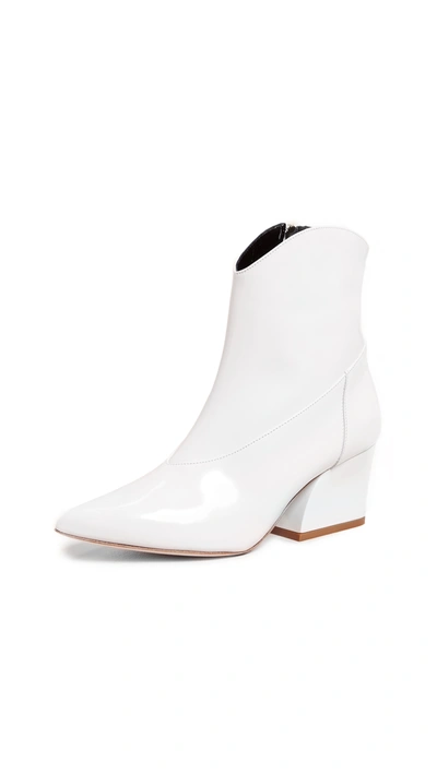 Tibi Dylan Patent-leather Ankle Boots In White