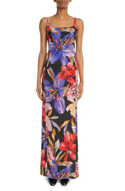 Dries Van Noten Deban Floral Print Maxi Dress In Black