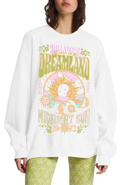 Billabong Ride In Cotton Blend Graphic Sweatshirt In Salt Crystal 3