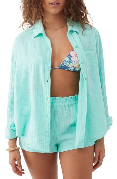 O'neill Leni Cotton Gauze Button-up Shirt In Ocean Wave