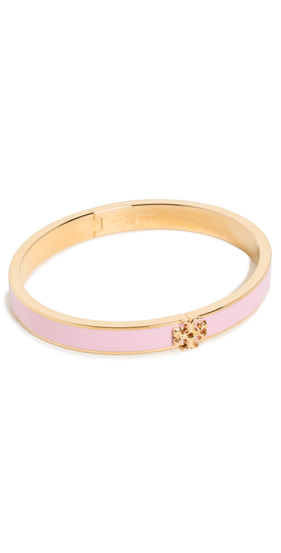 Tory Burch Kira Enamel Hinge Bracelet In Tory Silver/orchid Pink